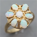 LADIES 10K YELLOW GOLD OPAL COCKTAIL RING