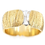 14K TWO-TONE GOLD TEXTURED FASHION BAND 