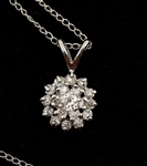 14K WHITE GOLD DIAMOND EARRINGS & NECKLACE