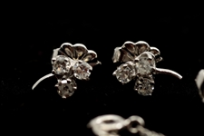 14K WHITE GOLD DIAMOND EARRINGS & NECKLACE
