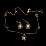 14K YELLOW GOLD OPAL PENDANT & EARRINGS