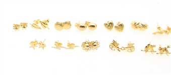 14K YELLOW GOLD NOVELTY STUD EARRINGS