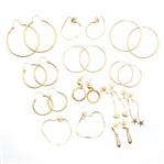 14K YELLOW GOLD HOOP & DANGLE EARRINGS 