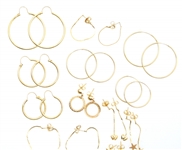 14K YELLOW GOLD HOOP & DANGLE EARRINGS 