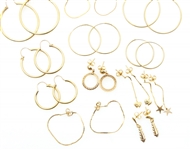 14K YELLOW GOLD HOOP & DANGLE EARRINGS 