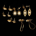 14K YELLOW GOLD OPAL STUD & DANGLE EARRINGS