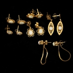 14K YELLOW GOLD OPAL STUD & DANGLE EARRINGS