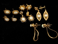 14K YELLOW GOLD OPAL STUD & DANGLE EARRINGS