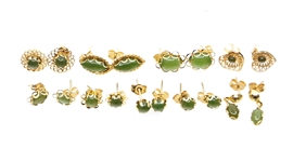 14K YELLOW GOLD JADE STUD EARRINGS