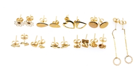 14K YELLOW GOLD NOVELTY STUD & DANGLE EARRINGS