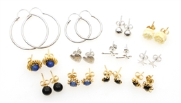 14K YELLOW & WHITE GOLD FASHION STUD EARRINGS & HOOPS