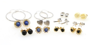 14K YELLOW & WHITE GOLD FASHION STUD EARRINGS & HOOPS