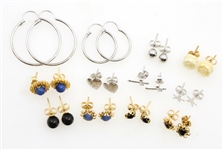 14K YELLOW & WHITE GOLD FASHION STUD EARRINGS & HOOPS