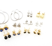 14K YELLOW & WHITE GOLD FASHION STUD EARRINGS & HOOPS