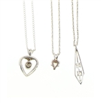 14K WHITE GOLD DIAMOND PENDANTS WITH CHAINS