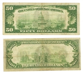 1928 US $100 & $50 FEDERAL RESERVE BANK NOTES