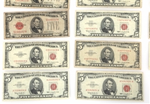 1928-1963 US $5 RED SEAL BANK NOTES