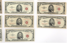 1928-1963 US $5 RED SEAL BANK NOTES