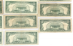 1928-1963 US $5 RED SEAL BANK NOTES