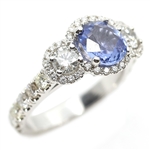 18K WHITE GOLD DIAMOND & CEYLON BLUE SAPPHIRE RING 