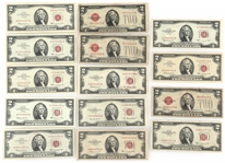 1928-1963 US $2 RED SEAL BANK NOTES 