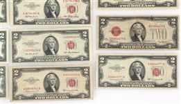 1928-1963 US $2 RED SEAL BANK NOTES 