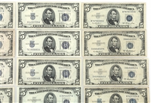 1934-1953 US $5 SILVER CERTIFICATE BANK NOTES