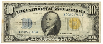 1934A US $10 NORTH AFRICA WWII EMERGENCY ISSUE NOTE