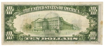 1934A US $10 NORTH AFRICA WWII EMERGENCY ISSUE NOTE