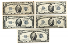 1934 US $10 BLUE SILVER CERTIFICATE NOTES 