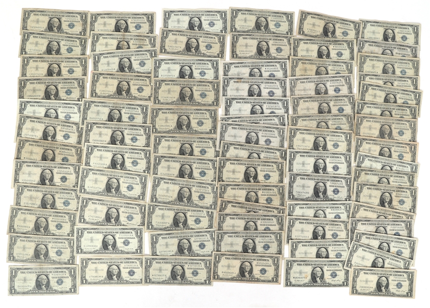 1935-1957 US SILVER CERTIFICATE NOTES 70+ PCS