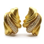 HENRY DUNAY 18K YELLOW GOLD & DIAMOND CLIP-ON EARRINGS
