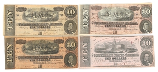 CIVIL WAR $10 CONFEDERATE OBSOLETE BANKNOTES
