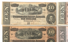 CIVIL WAR $10 CONFEDERATE OBSOLETE BANKNOTES