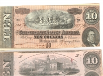 CIVIL WAR $10 CONFEDERATE OBSOLETE BANKNOTES