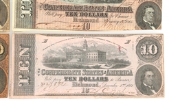 CIVIL WAR $10 CONFEDERATE OBSOLETE BANKNOTES
