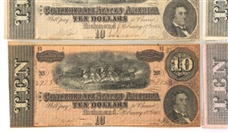 CIVIL WAR $10 CONFEDERATE OBSOLETE BANKNOTES