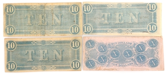 CIVIL WAR $10 CONFEDERATE OBSOLETE BANKNOTES