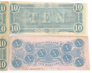 CIVIL WAR $10 CONFEDERATE OBSOLETE BANKNOTES