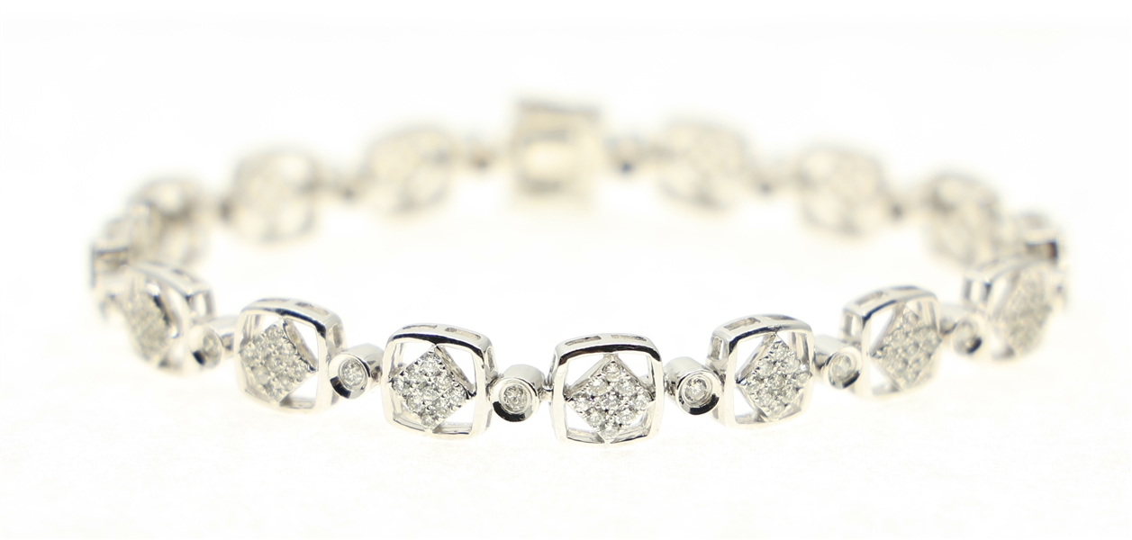 14K WHITE GOLD 1.30 CTW DIAMOND BRACELET
