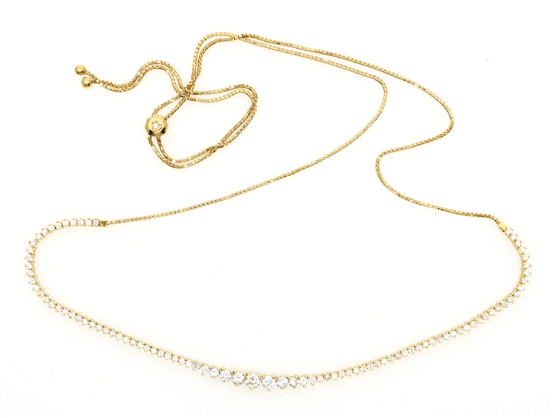 18K YELLOW GOLD 3.84 CTW GRADUATED DIAMOND NECKLACE