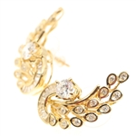 14K YELLOW GOLD DIAMOND & CUBIC ZIRCONIA EARRINGS