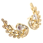 14K YELLOW GOLD DIAMOND & CUBIC ZIRCONIA EARRINGS