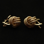14K YELLOW GOLD PEARL & TEXTURED GOLD EARRINGS