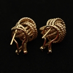 14K YELLOW GOLD PEARL & TEXTURED GOLD EARRINGS