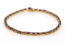 14K YELLOW GOLD GARNET FASHION BRACELET