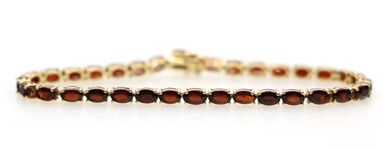 14K YELLOW GOLD GARNET FASHION BRACELET