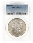 1884-O US SILVER MORGAN DOLLAR COIN PCGS MS63