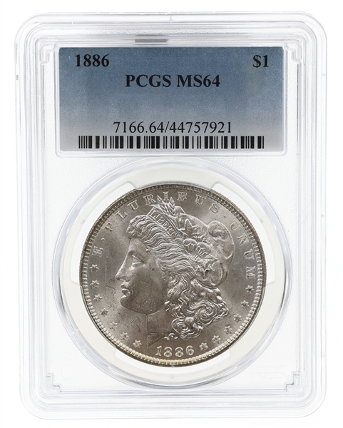 1886-P US SILVER MORGAN DOLLAR COIN PCGS MS64