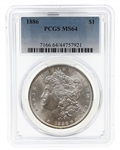 1886-P US SILVER MORGAN DOLLAR COIN PCGS MS64